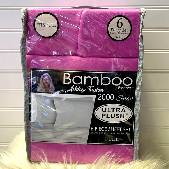 Bamboo Essence FULL Size  Raspberry Pink-  6 Piece Sheet Set - Picture 1 of 10